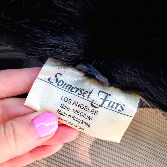 Somerset Furs Los Angeles Solid Black 100% Pure Rabbit Fur Coat Size Medium NWOT - Picture 2 of 16